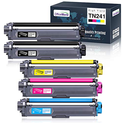 OfficeWorld Compatible Brother TN241 TN245 TN-241 TN-245 Cartouche de Toner pour Brother MFC-9330CDW DCP-9020CDW MFC-9340CDW HL-3140CW HL-3150CDW MFC-9140CDN HL-3170CDW DCP-9015CDW (5 Paquets)