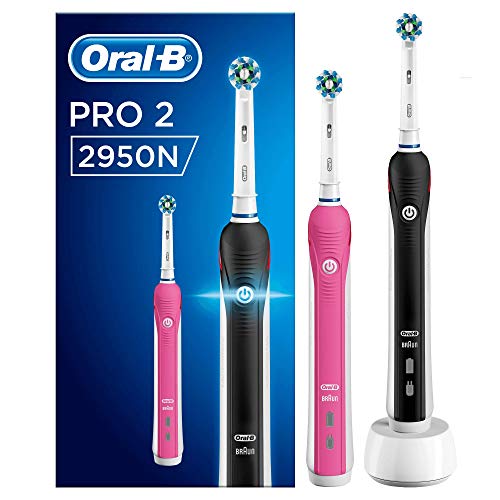 Oral-B 2950N Pro 2 - Cepillo Eléctrico Recargable, con Tecnología de Braun, 2 Mangos, 2 Modos Incluyendo Cuidado de las Encías, 2 Cabezales CrossAction de Recambio