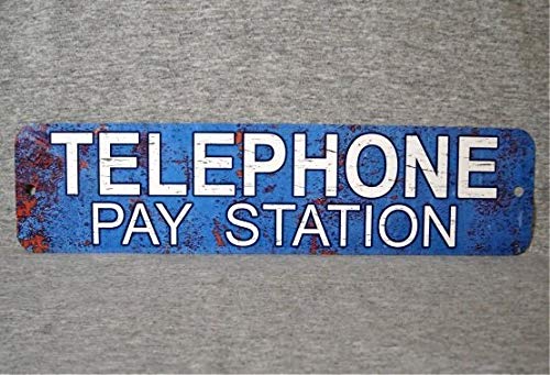 Placa de metal para teléfono móvil, réplica de la estación de pago de teléfono público, estilo vintage, para cabina de teléfono, botón giratorio, garaje y cueva