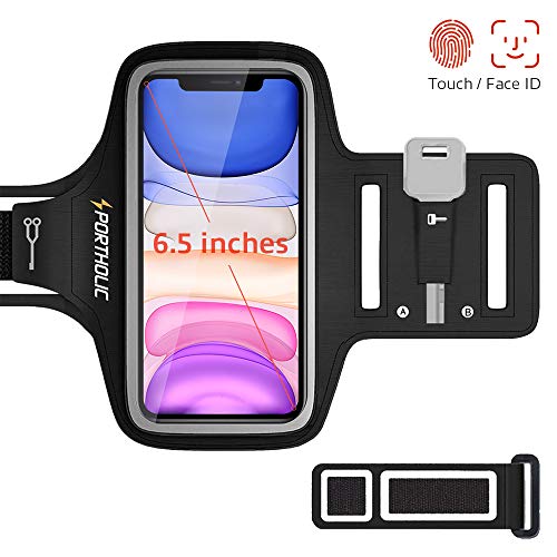 PORTHOLIC Brazalete Deportivo para Correr, Brazalete Movil Running para iPhone 11 Pro Max/X/XS/8p/7p/6p, Galaxy S20/10+/9+/8+, Huawei P40/30/20 Lite, Xiaomi Redmi mi 9 etc, 6,5"