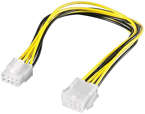 Premium Cord - Cable alargador para PC (8 Pines, Macho a Hembra, 0,28 m)