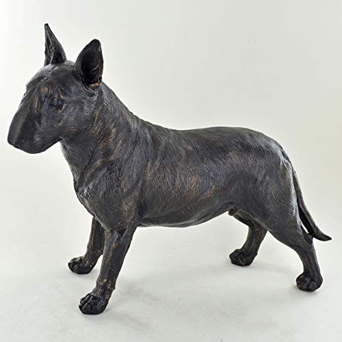 Prezents.com Escultura de Resina de Bronce Pintada para Perro, Grande, diseño de Bull Terrier, Ideal para decoración del hogar, 19 cm