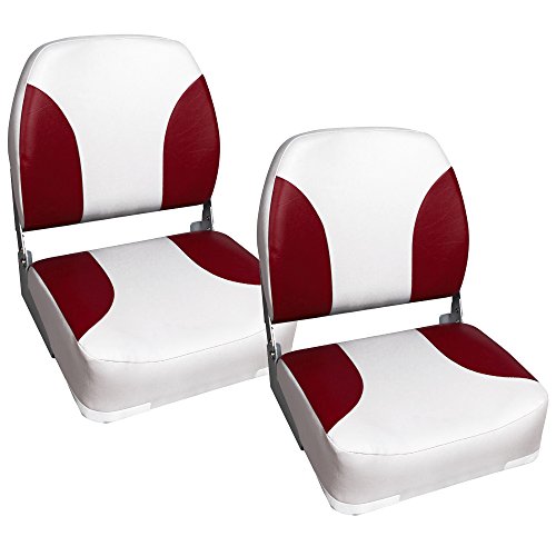 [Pro.tec] 2x asientos de barco / de cabina, de piel sintética, resistente al agua / tapizados / Resistente a rayos UVA / plegables (rojo - blanco)