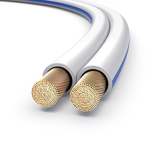 PureLink SP011-025 Cable de altavoz 2 x 2.5mm² (99.9% OFC cable de cobre sólido 0.10mm) Cable de altavoz de alta fidelidad, 25m, blanco