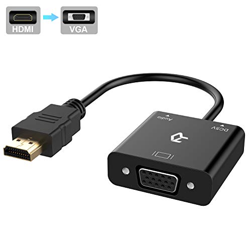 Rankie - Adaptador HDMI a VGA con Puerto de Audio de 3,5 mm, Color Negro Rankie - Adaptador HDMI a VGA con Puerto de Audio de 3,5 mm, Color Negro