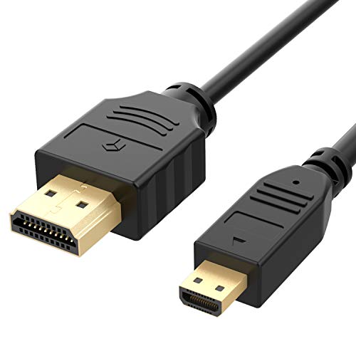 Rankie Cable Micro HDMI a HDMI, Alta Velocidad con Ethernet, 3D, 1080P, 2160P, 4K y Canal de Retorno de Audio, 1,8m, Negro