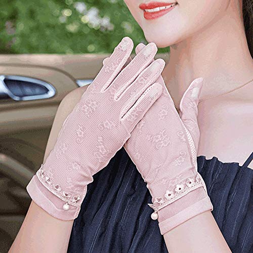 Rebily Encaje de malla transpirable de protección solar guantes de mujer delgada de seda del hielo del verano UV Protección de la primavera y el otoño de conducción y montar a caballo antideslizante p