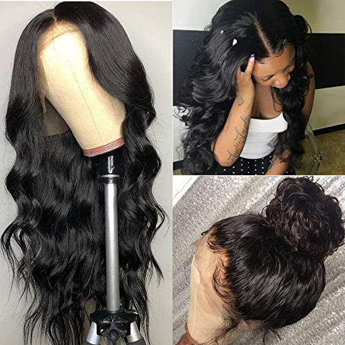 Ruiyu - Peluca de cabello humano virgen brasileño, sin pegamento, de encaje, cabello de bebé, para mujeres negras, nacimiento del pelo natural (10 inch, color natural)
