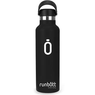 Runbott Botella Agua Acero Inoxidable sin BPA con Recubrimiento OInterno Ceramico 600 ml Doble Capa con Vacio. Sin Sabor Metalico (Negro)