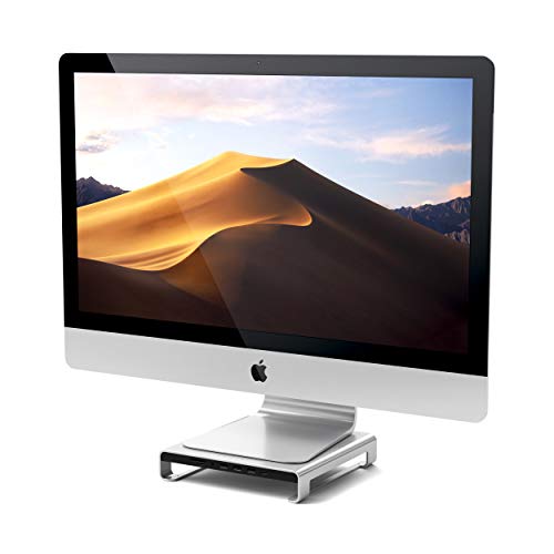 SATECHI Soporte de Aluminio Tipo-C con USB-C de Datos Integrado, USB 3.0, Ranuras para Tarjetas Micro/SD y Jack de Audio Compatible con 2017 iMac Pro y 2019/2017 iMac (Plata)