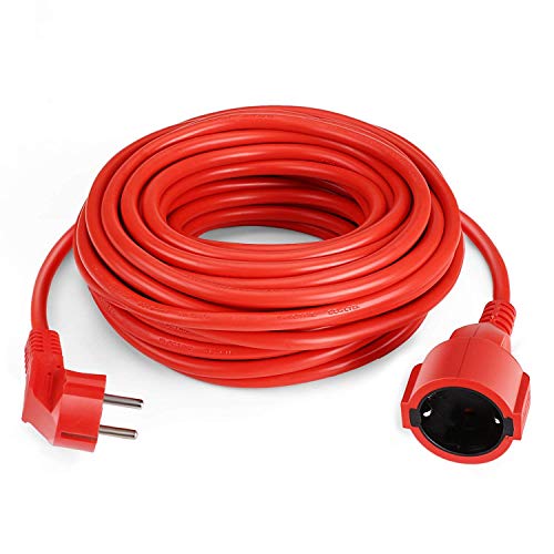 SIMBR Cable alargador de corriente IP20 H05VV Alargador cable de gran calidad 10m 15m 20m 30m Color rojo (15m)
