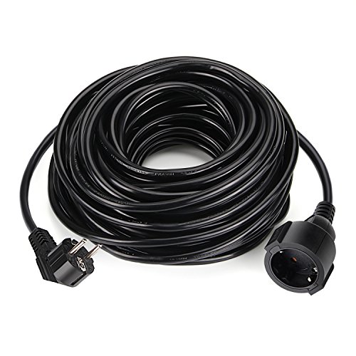 SIMBR Cable alargador de corriente IP20 H05VV Alargador cable de gran calidad 5m 10m 20m Color negro (20m)