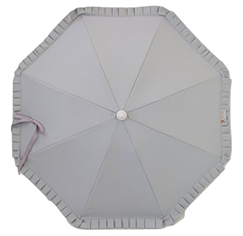 Sombrilla para carrito de bebé con protección solar Anti-UV CERTIFICADA + Flexo Universal. Pique Gris. Fabricada en España Sombrilla para carrito de bebé con protección solar Anti-UV CERTIFICADA + Flexo Universal. Pique Gris. Fabricada en España