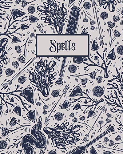 Spells: Book of Spells Notebook | Blank SpellBook | Guided Grimoire Journal - 8x10 inches, 100 pages - B&W Arrows and Plants  Alchemy Cover