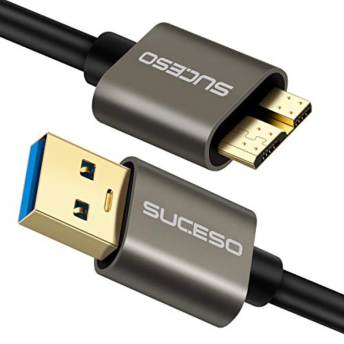 SUCESO Cable Micro B 3.0 [0.5M] Cable USB 3.0 Tipo A a Micro B Macho Cable de Sincronización 5 Gbps para Discos duros Externos WD,Toshiba Canvio,Seagate,Cables rápido 3.0 para Samsung Galaxy S5,Note 3