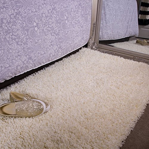 Tapete de área Ontario, para piso de dormitorio junto a la cama, esponjado, peludo, despeinado, grueso, denso, cálido., crema, 60cm x 110cm (2' x 3'7")