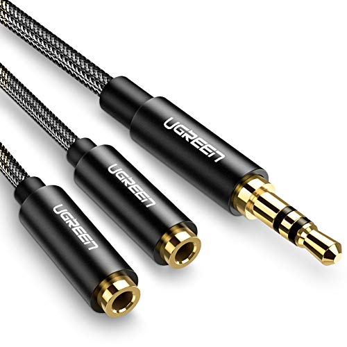 UGREEN Adaptador para Dos Auriculares, Cable Nylon Trenzado Audio Estéreo Splitter con Doble Salida Jack 3.5mm, Adaptador Divisor para Auriculares, Altavoz, MP3/4, Tablet, Laptop, Smartphone, 20CM UGREEN Adaptador para Dos Auriculares, Cable Nylon Trenzado Audio Estéreo Splitter con Doble Salida Jack 3.5mm, Adaptador Divisor para Auriculares, Altavoz, MP3/4, Tablet, Laptop, Smartphone, 20CM