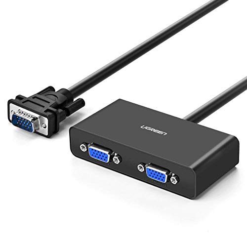 UGREEN Duplicador VGA, Splitter VGA 2 Salidas 1920X1440@ 60HZ Divisor Vídeo Adaptador VGA a VGA Doble para 2 monitores Macho a Hembra, 90cm, Negro