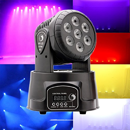 U`King Iluminación de escenario Luz de cabeza móvil 7x10W 4 Color RGBW LED con 4 modo de control para DJ Disco Party Ballroom
