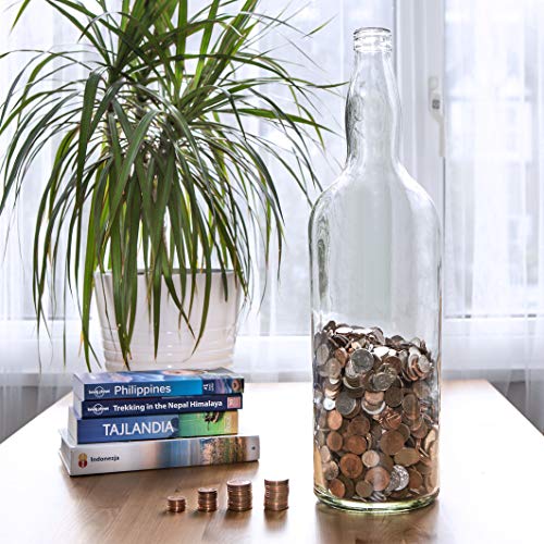 Velucio Botella Alcancía de Vidrio Alberga hasta 2.500€ en Monedas de 1€! Velucio Botella Alcancía de Vidrio Alberga hasta 2.500€ en Monedas de 1€!