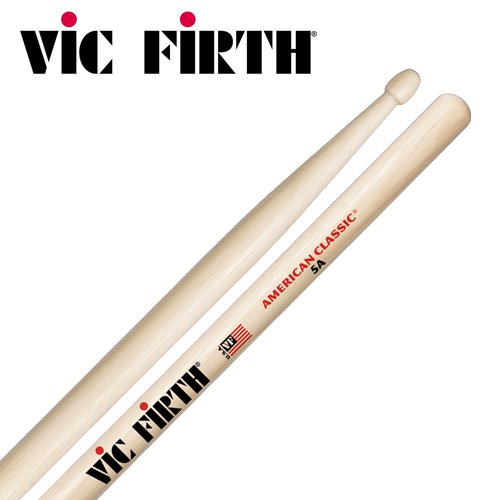 Vic Firth 5A - Baqueta para cajas y baterías (longitud 16", punta de madera), color marrón