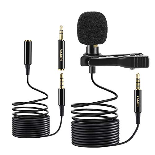 VoJoPi Microfono Solapa, Omnidireccional Lavalier Micrófono de Condensador con 2 m Audio Cable Extensión, Microfono Movil para Podcast/Grabación Entrevista/Videoconferencia/Dicción de Voz/Movil VoJoPi Microfono Solapa, Omnidireccional Lavalier Micrófono de Condensador con 2 m Audio Cable Extensión, Microfono Movil para Podcast/Grabación Entrevista/Videoconferencia/Dicción de Voz/Movil