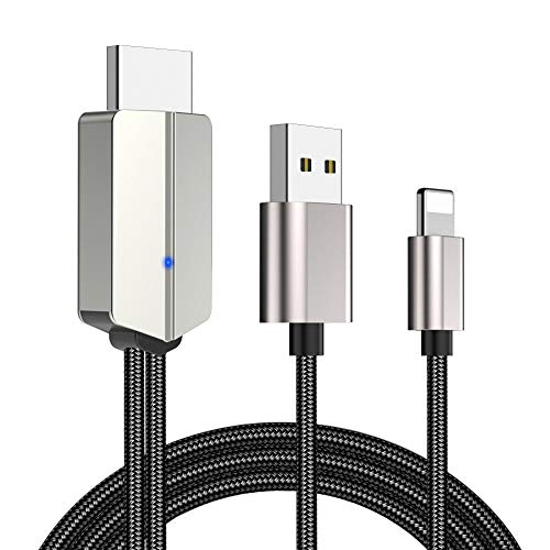 YEHUA Adaptador de Phone a HDMI Adaptador AV Digital 1080P HDTV HDMI Cable para Teléfono XS/XSmax/XR/X / 8/7/6 / Plus iPad iPod a TV -6ft