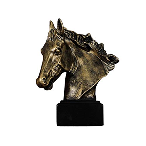 ZLBYB Gran Resina de Bronce Antiguo Acabado Cabeza de Caballo Busto Estatua Largo Semental Resina Decoración Escultura Estatuilla