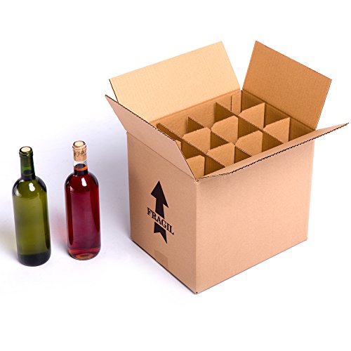 (15x) Caja para botellas de vino CON separadores de cartón rejilla | TELECAJAS (Para 12 Botellas) (PACK DE 15 UNIDADES)