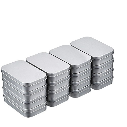 16pcs(88*60*18mm) Latas Metal de Bisagra Caja Contenedor Almacenamiento Rectangular Color Plateado Mini Estuche Kit de Almacenaje Pequeño Organizador