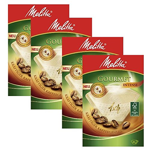 4 cajas de Melitta tamaño 1 x 4 Gourmet intenso café filtros, unidades 80
