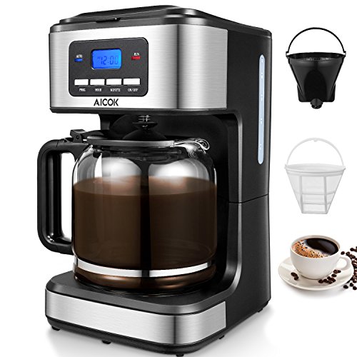 Aicok Cafetera, Cafetera Goteo, Cafetera Goteo Programable, Cafetera Goteo Filtro Permanente, Jarra de Vidrio, 1.5 Litros, 12 Tazas, 900W, Negro (Aicok Cafetera) Aicok Cafetera, Cafetera Goteo, Cafetera Goteo Programable, Cafetera Goteo Filtro Permanente, Jarra de Vidrio, 1.5 Litros, 12 Tazas, 900W, Negro (Aicok Cafetera)