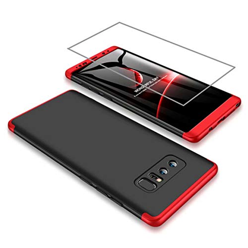 AILZH Compatibles para Funda Samsung Galaxy Note 8 Carcasa+[Protector de Pantalla Suave HD] 360 Grados Caja protección de cáscara Dura Anti-Shock Caso Mate Bumper Antichoque Case Cover(Rojo Negro)