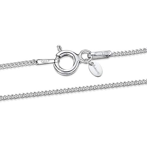 Amberta® Joyería - Collar - Fina Plata De Ley 925 - Cadena de Frenar - 1.1 mm - 36 40 45 50 55 60 cm (60cm)