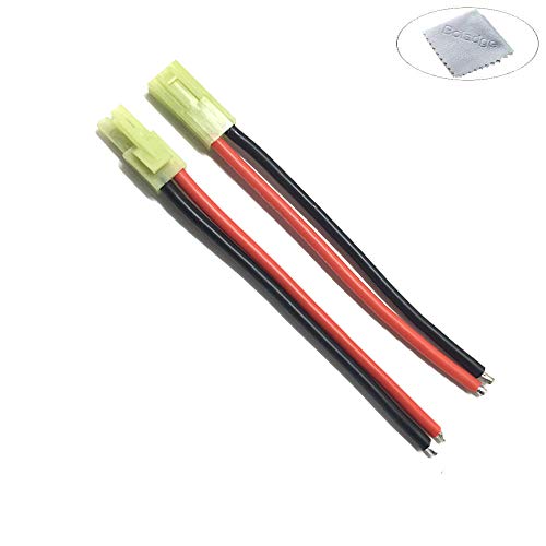 Boladge 1 Par Adaptador de Conectores Macho y Hembra Enchufe Mini Tamiya 10CM 14AWG Cable de Silicona Airsoft