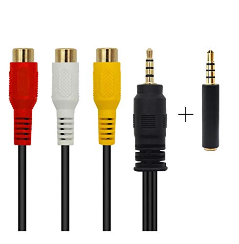 Cable AV Jack 3.5,Cable Audio RCA,Cable de vídeo AV de 3,5 mm a RCA para iPod, MP3/PC, 3,5 mm a Macho Cable AUX 3.5 Straight TO 3RCA 1m (Straight 15CM)
