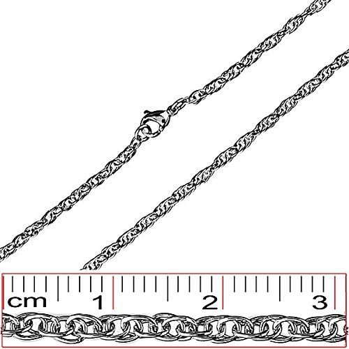 Cadena de acero inoxidable OrdoŠ Diamonds®, cadena de acero quirúrgico, collar de acero, cadena unisex, cierre de mosquetón, eslabones entrelazados, 460 mm Cadena de acero inoxidable OrdoŠ Diamonds®, cadena de acero quirúrgico, collar de acero, cadena unisex, cierre de mosquetón, eslabones entrelazados, 460 mm