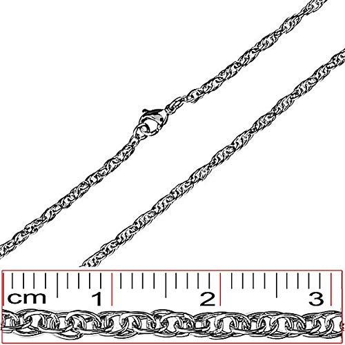 Cadena de acero inoxidable OrdoŠ Diamonds®, cadena de acero quirúrgico, collar de acero, cadena unisex, cierre de mosquetón, eslabones entrelazados, 460 mm