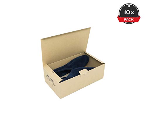Cajeando | Pack de 10 Cajas de Cartón Automontables para Zapatos | Tamaño 31,5 x 17,5 x 10,5 cm | Zapatero Apilable y Ordenación de Sneakers o Zapatillas | Guarda Zapatos | Color Marrón
