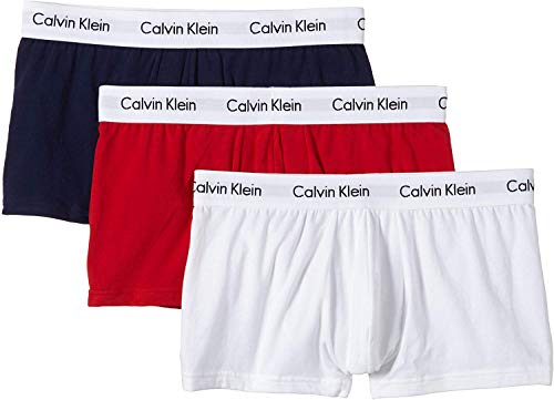 Calvin Klein 3p Low Rise Trunk Calcetines, Multicolor (White/Red/Navy), XL (Pack de 3) para Hombre