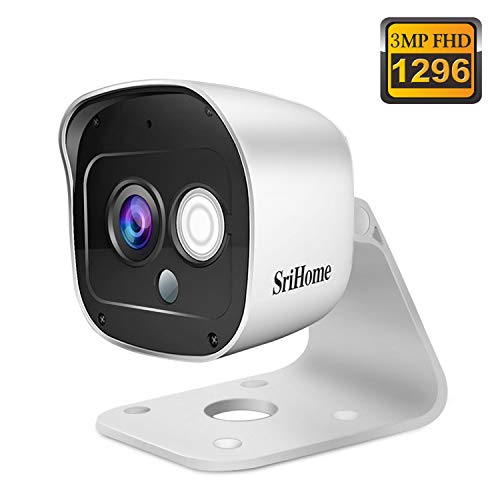 Cámara de Vigilancia WiFi SriHome SH029, Cámara IP 1296P Interiores y Exteriores, Cámara de Seguridad Inalámbrico con Visión Nocturna, Impermeable IP66, Detección de Movimiento, Audio Bidireccional