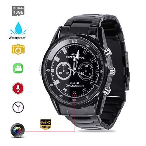 Cámara Oculta Reloj de Pulsera Cámara Impermeable Cámara espía Oculta con Reloj Inteligente HD 1920 × 1080P Detección de Movimiento Infrarrojo Visión Nocturna Cámara de Alta Gama 16GB