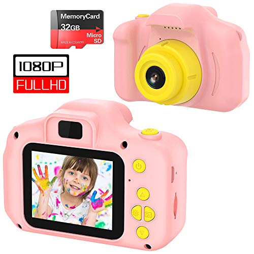 Cámara para Niños Juguete para Niños Cámara Digital para Niños pequeños 2 Inch HD Pantalla 1080P with Calidad 32GB TF Tarjeta Regalos Juguete para 3 a 12 años Niños y niñas