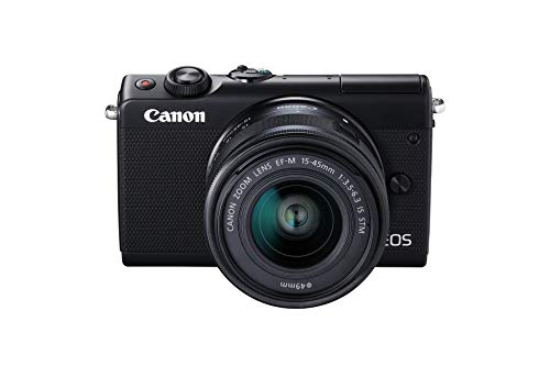 Canon EOS M100 BK M15-45 S - Cámara con sensor APS-C de 24.2 MP (DIGIC 7, Dual Pixel CMOS AF, pantalla táctil LCD de 8 cm, Full HD a 60P) negro - Kit Cuerpo con Objetivo EF-M 15-45 mm