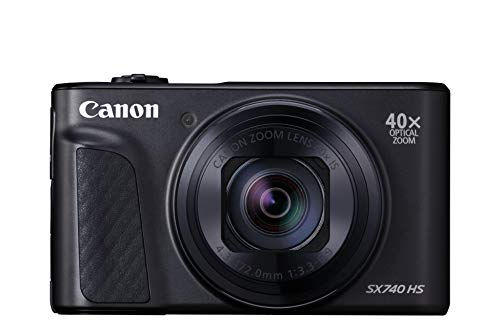 Canon PowerShot SX740 HS - Cámara compacta de 20.3 MP (40x Zoom óptico, 4K UHD, DIGIC 8, 5 Ejes, LCD desplegable, 10 fps, Bluetooth, WiFi) Negro