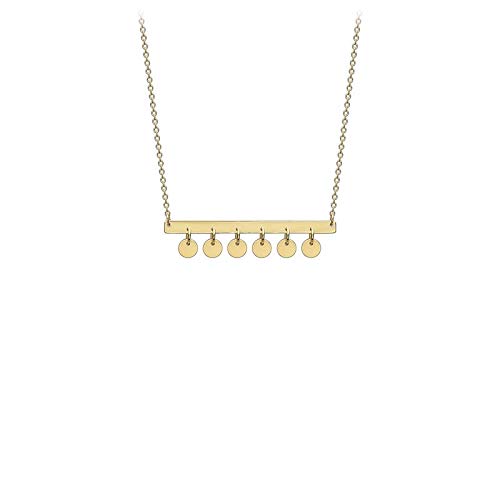Carissima Gold Collar con Colgante Barra (30 mm) y Discos (3.4mm) para Mujer - Cadena Ajustable en Oro Amarillo 9K (375) - 41 cm / 43 cm