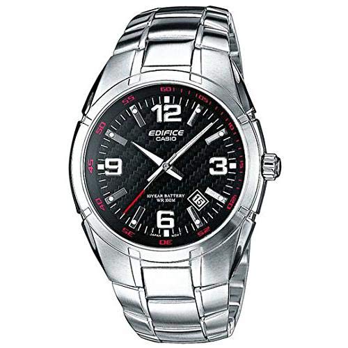 Casio EDIFICE Reloj en caja sólida, 10 BAR, Negro, para Hombre, con Correa de Acero inoxidable, EF-125D-1AVEF