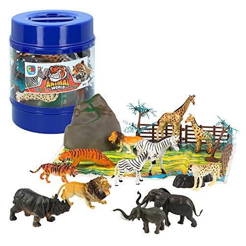 ColorBaby -  Bote con animales salvajes Animal World,  22 piezas (43433)