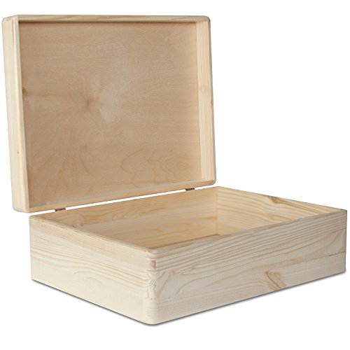 Creative Deco XL Grande Caja Madera para Decorar con Tapa | 40 x 30 x 14 cm | Cofre Decoración Decoupage Almacenaje de Documentos Objetos de Valor Juguetes Herramientas