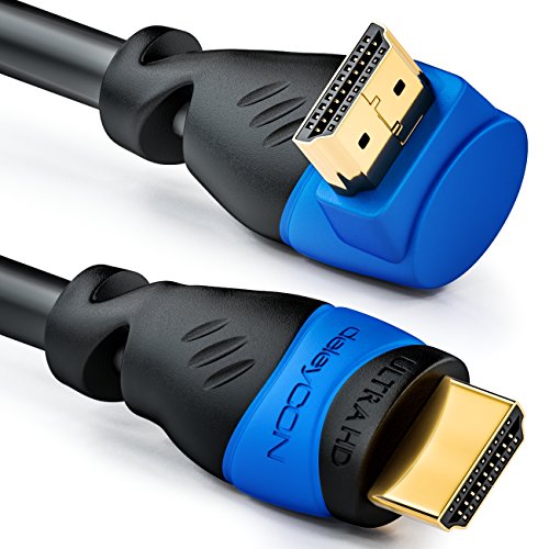 deleyCON 10m Cable HDMI Ángulo de 270° - Compatible con HDMI 2.0/1.4 - UHD 4K 3D 1080p 2160p ARC - de Alta Velocidad con Ethernet - Negro
